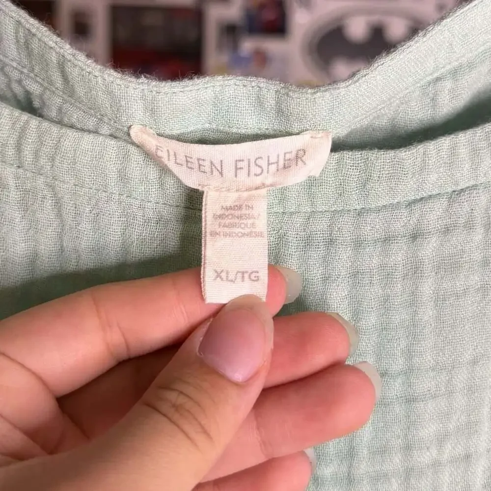 Eileen Fisher Crinkle Gauze Top Mint Green